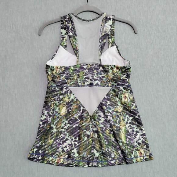 Lululemon Running In The City Mesh Tank Top Size 6 Floral White Multi Pistachio - Picture 4 of 12